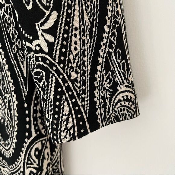 Carlisle Knit Dress Black Cream Paisley Long Sleeve Size 12 Classic Modest Chic - Picture 3 of 9
